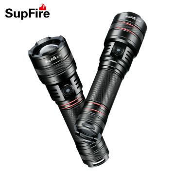 Supfire Linterna de luz fuerte Zoom Long Shot Linternas LED Recargable Hogar Impermeable Linterna led para exteriores